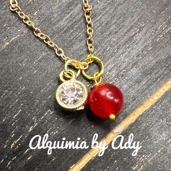 DAINTY GOLD UNTREATED RUBY NECKLACE - Picture 1 of 1